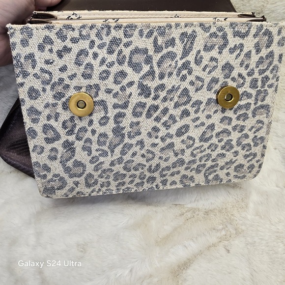 Betsey Johnson Leopard Print Crossbody Bag with Cowboy Boot Charm and Gold Heart - Picture 3 of 11